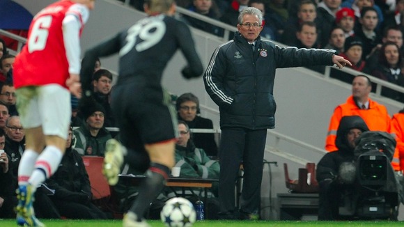 Bayern Munich coach Jupp Heynckes marshals his troops at the Emirates