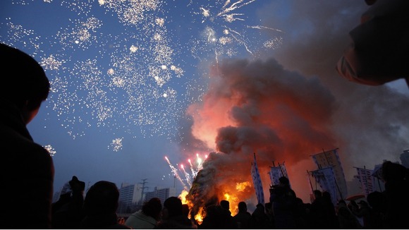 The pop and fizzle of fireworks ahead of New Year in South Korea