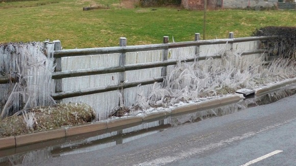 Icy fence in Alton.