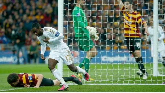 Nathan Dyer celebrates after putting his team ahead
