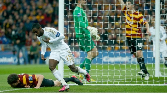 Nathan Dyer celebrates after putting his team ahead