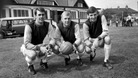 Geoff Hurst, Bobby Moore, and Martin Peters take a break from training at West Ham's press day at Chadwell Heath, 16th August 1966.