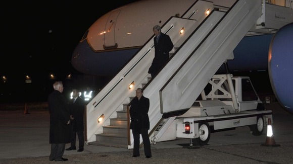 John Kerry arrives in London to begin his first overseas visit as Secretary of State