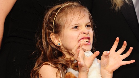 Claudio Miranda's daughter Sofia pulls faces at the cameras