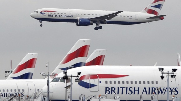 A BA flight landing at Heathrow