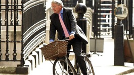 Andrew Mitchell arriving at Downing Street on his now infamous bike