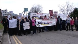 Pupils with banners