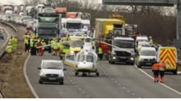 Scene of crash on M6 near Burton Services this morning