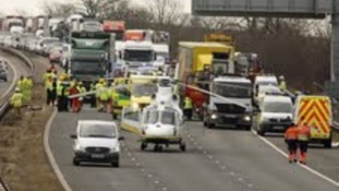 Air ambulances attended the scene on the M6 in Cumbria this morning