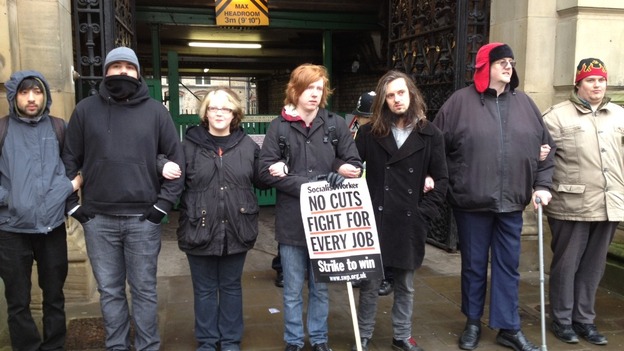 Protesters outside the Council House in Birmingham 