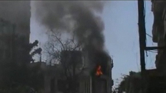 Burning building
