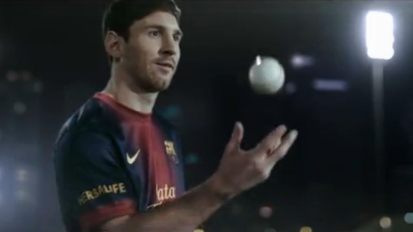Messi prepares to bowl a delivery.