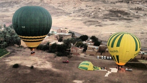The launch site near Luxor in Egypt prior to a hot air balloon explosion