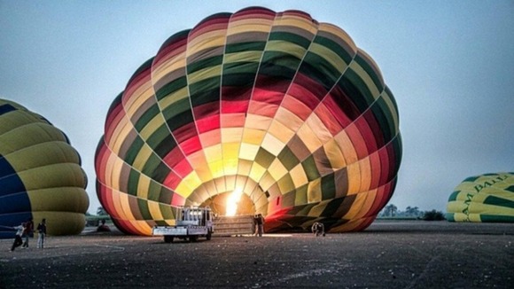 One of the hot air balloons at the Luxor site prior to the explosion