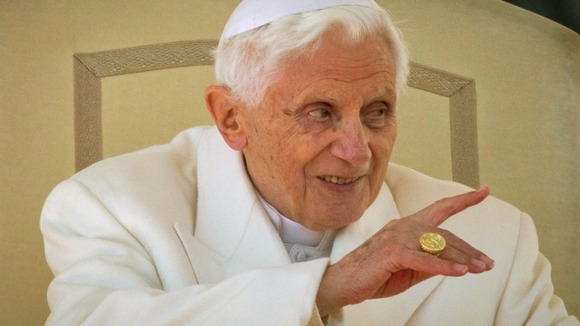 Pope Benedict XVI speaks to tens of thousands of pilgrims and well-wishers during his final weekly Wednesday General Audience