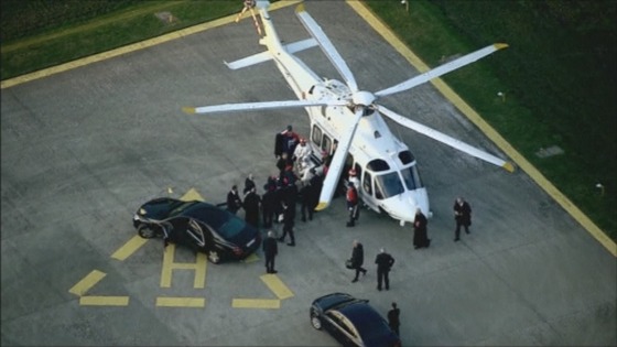 Helicopter landed on tarmac