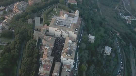 An aerial shot of the crowds.