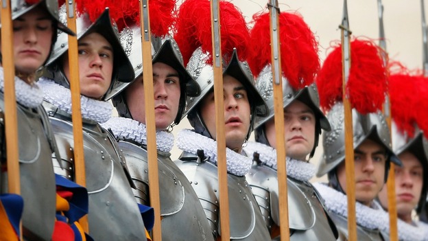 The Swiss Guards stand on ceremony.