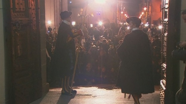 The Swiss Guards outside Castel Gandolfo prepare for the end of Benedict XVI's reign as Pope.