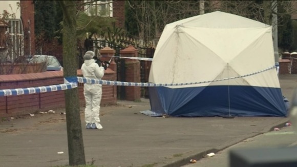 Forensic experts on the scene after body found in Chorlton.