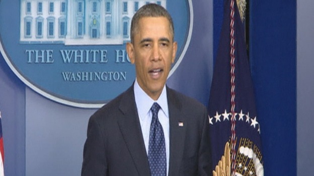 President Barack Obama speaking after meeting with congressional leaders.