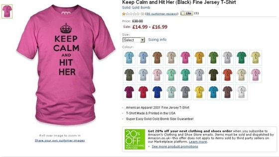 One of the t-shirts on sale on the Amazon UK website