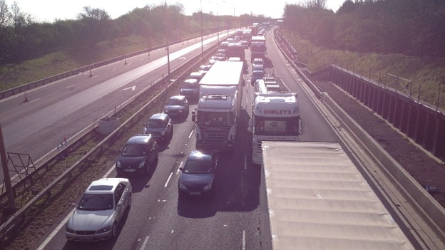 There are currently delays on the M1 between Junction 13 and Junction 14