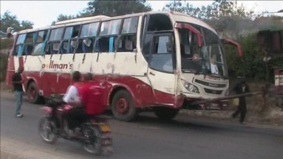 The bus is towed away