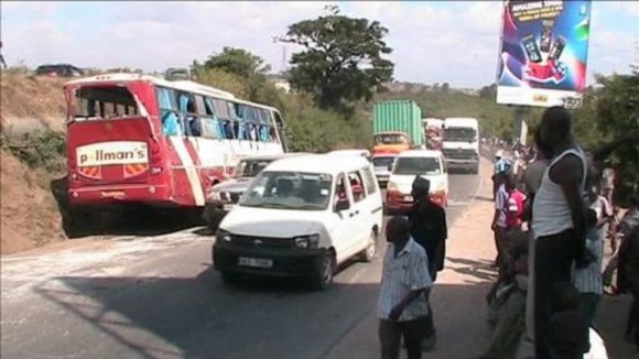 The bus is believed to have rolled down a bank in Mombasa