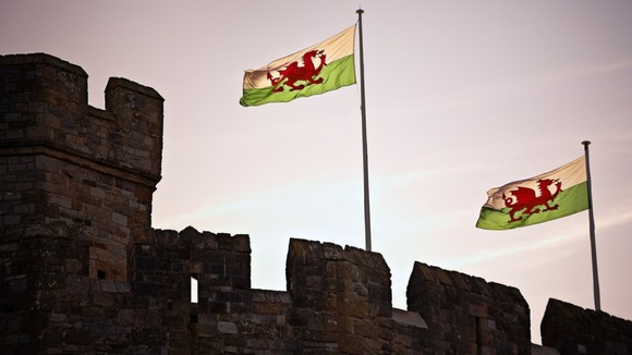 Welsh flag proudly fluttering in the breeze