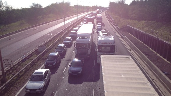 There are currently delays on the M1 between Junction 13 and Junction 14