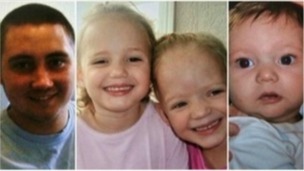 Reece Smith, 19, four-year-old twins Holly and Ella Smith, and two-year-old Jordan Smith