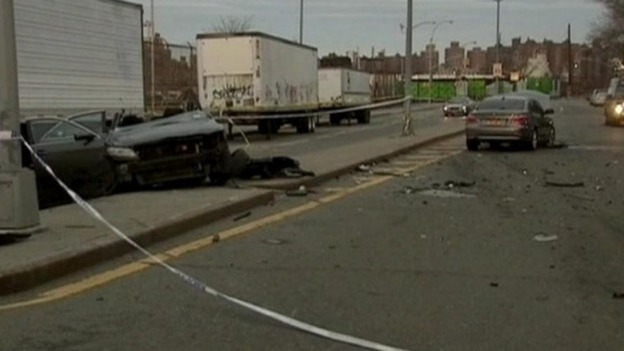 The scene of the crash in Williamsburg, Brooklyn, New York