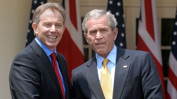 Tony Blair and George W Bush pictured together in 2007