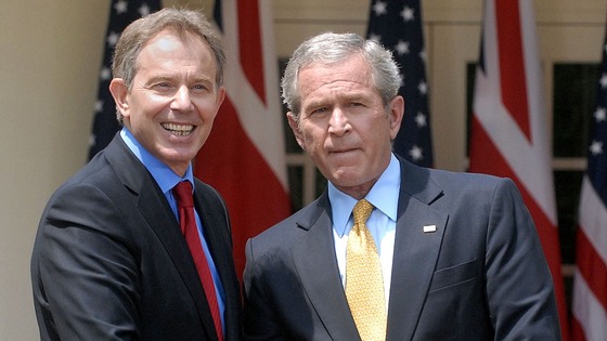 Tony Blair and George W Bush pictured together in 2007
