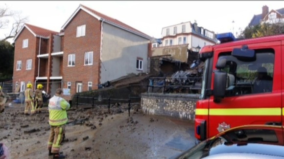 Mudslide in Gorleston near Great Yarmouth