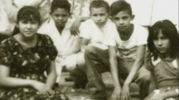 Hugo Chavez in the centre of his friends during his school years