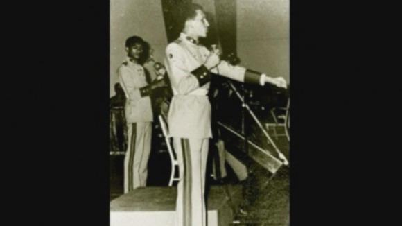 Hugo Chavez at a party at the Military Academy