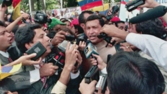 Hugo Chavez on the campaign trail as a Presidential candidate in 1998