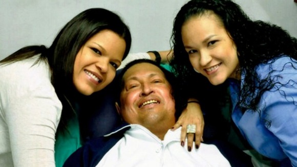 The last photograph of Hugo Chavez together with his two daughters in Havana