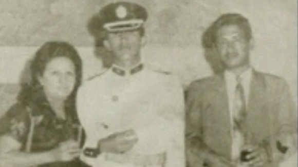 Hugo Chavez with his parents Elena and Hugo during his years at the Military Academy