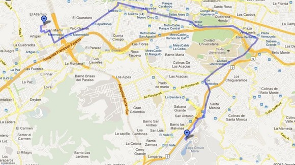 The parade route of Hugo Chavez's coffin through Caracas