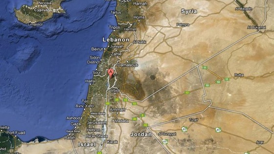 Golan Heights ('A') on the border between Israel and Syria