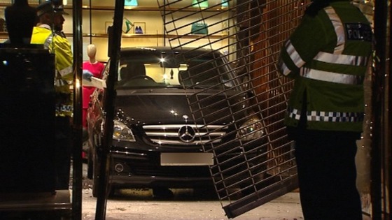 A car was left in the middle of the shop floor