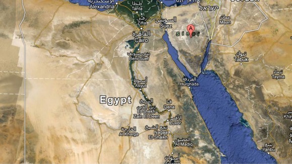 Sinai is at the top of the Red Sea