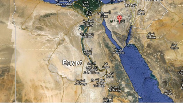 Sinai is at the top of the Red Sea