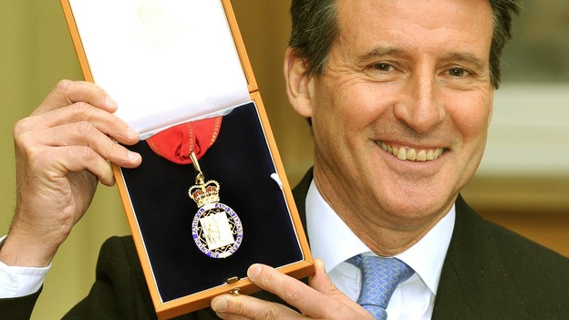 Lord Coe holds his Companions of Honour award