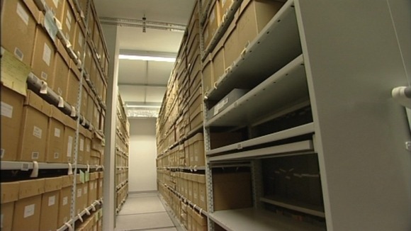 Archive boxes at Kent History and Library Centre