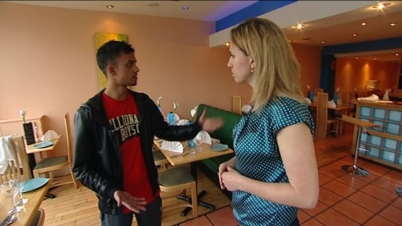 Restaurant owner talking to Cordelia Lynch