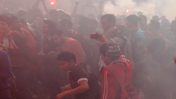 Al-Ahly fans in front of their club after hearing the final verdict